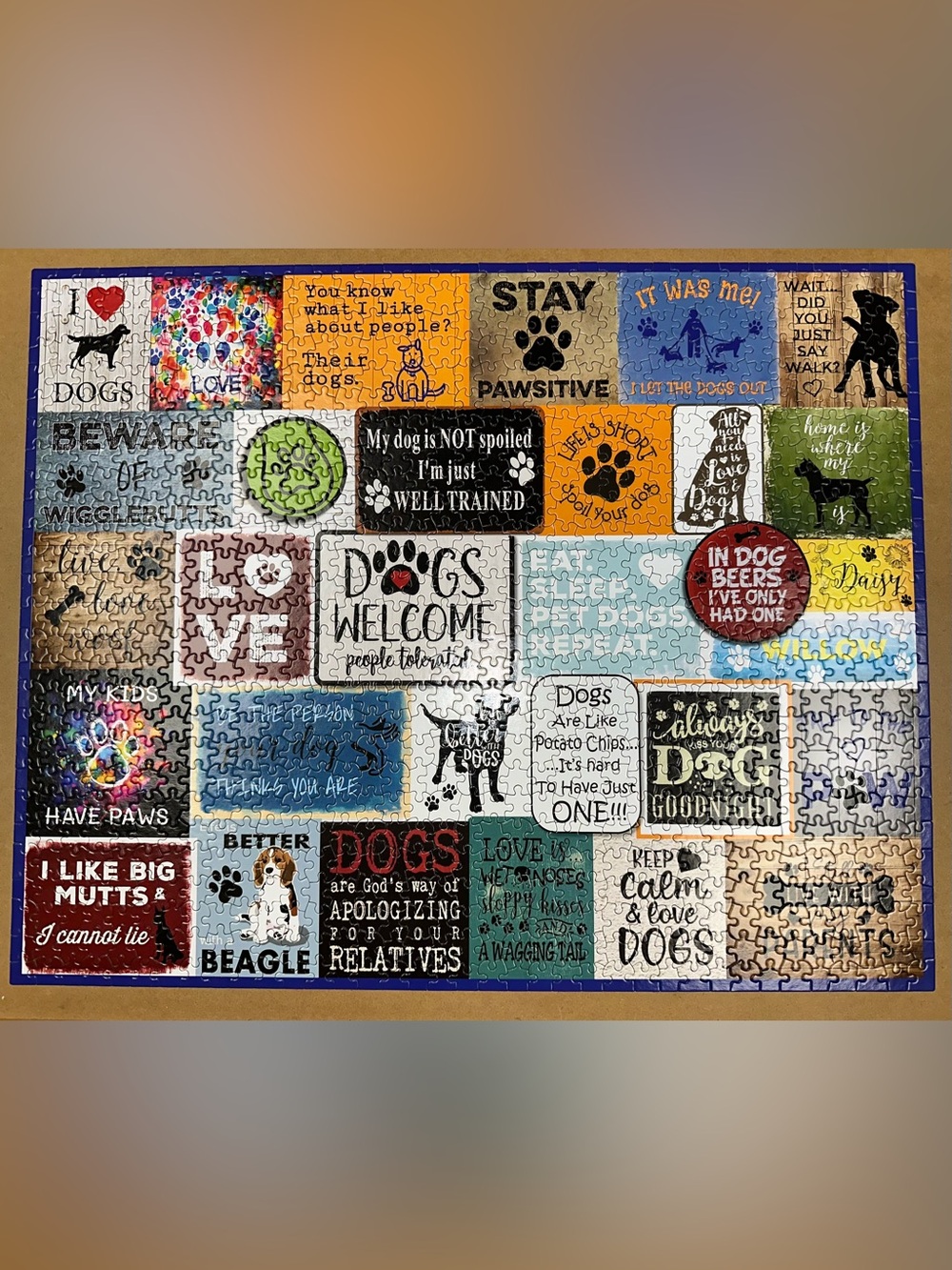 White Mountain I Love Dogs 1000 Piece Jigsaw Puzzle 100% Complete.  Mint!